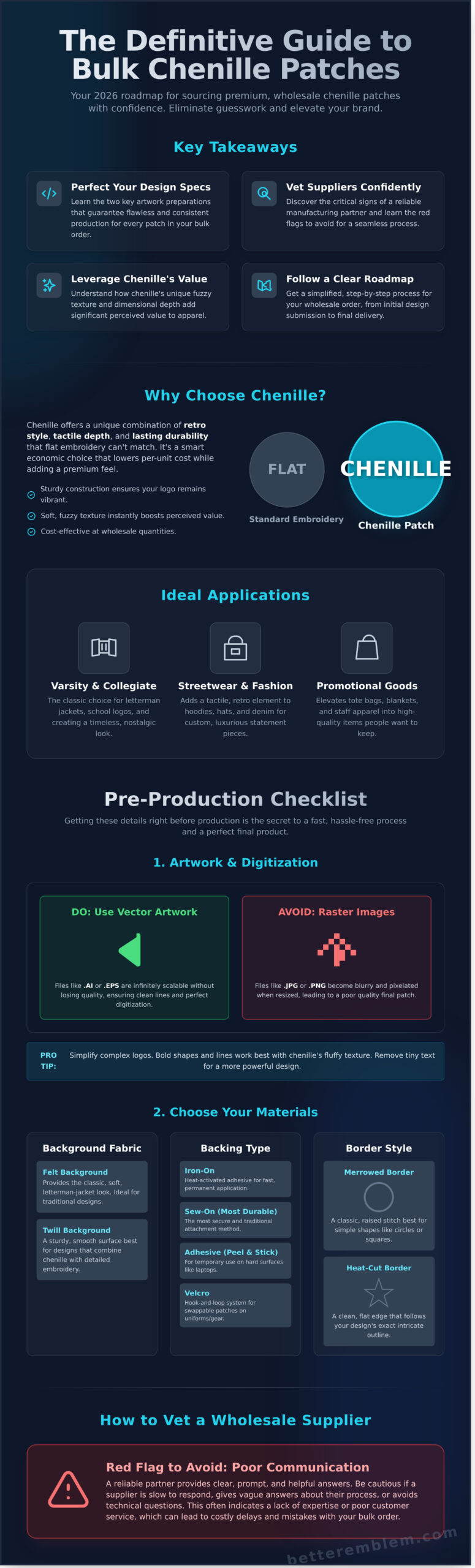 Bulk Chenille Patches Wholesale: A Buyer’s Guide for Brands (2026) - Infographic