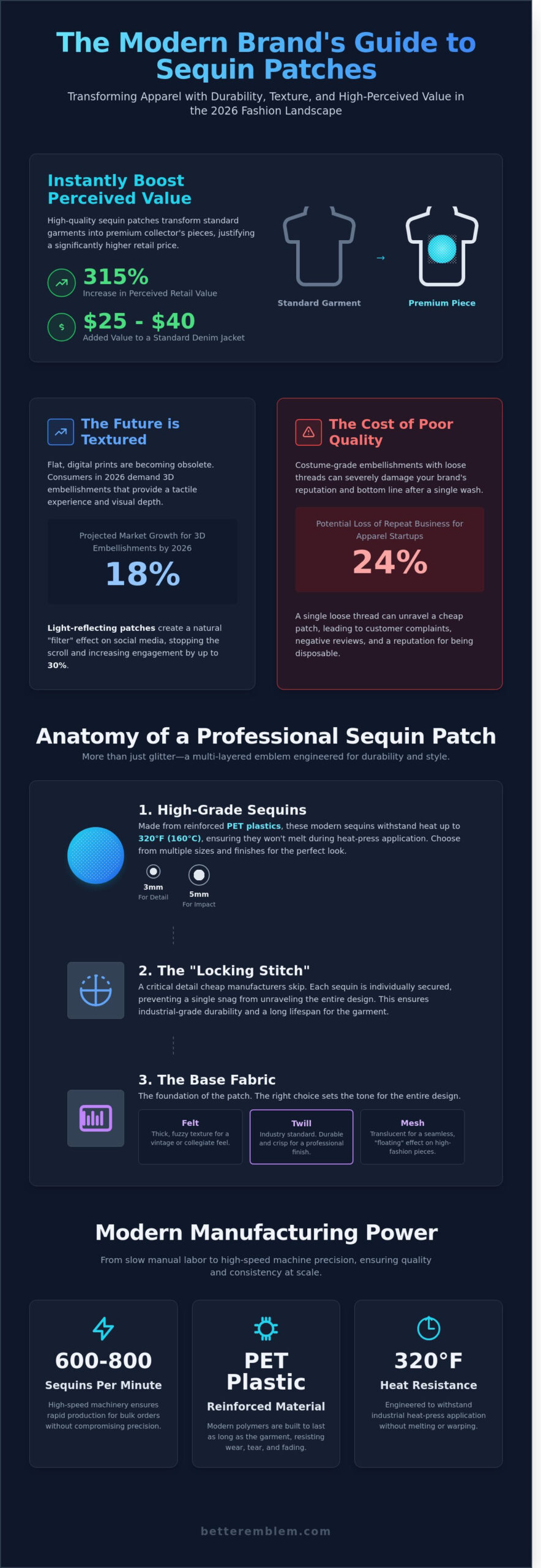 Sequin Patches: The Ultimate Brand Guide to Adding High-End Shimmer - Infographic