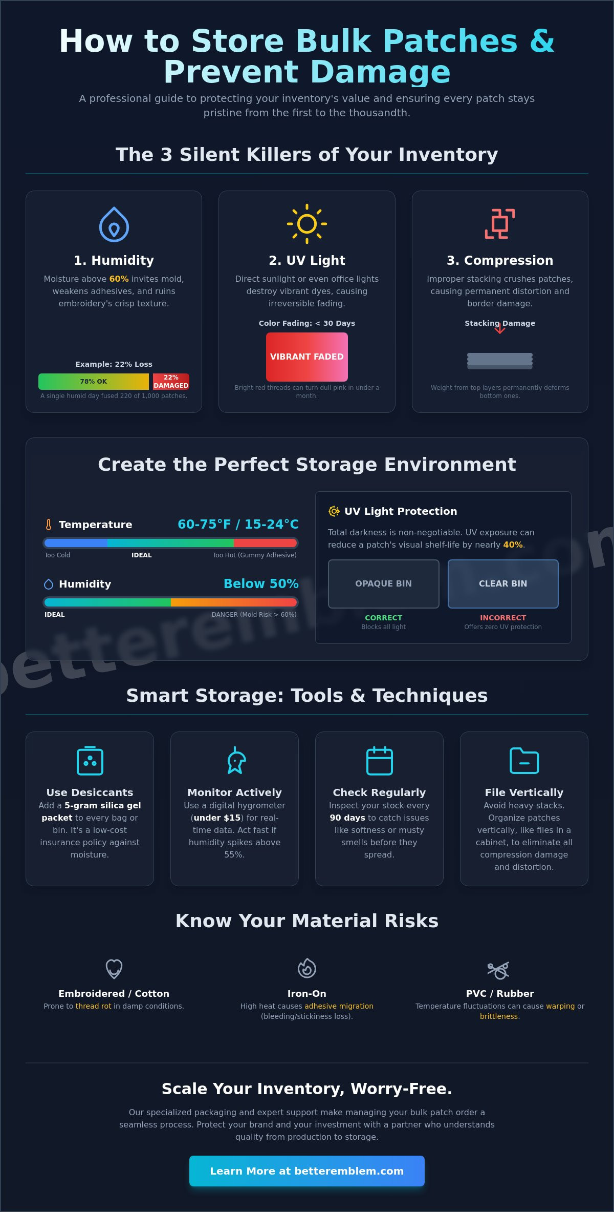 How to Store Bulk Patches to Prevent Damage: A Manufacturer's Guide